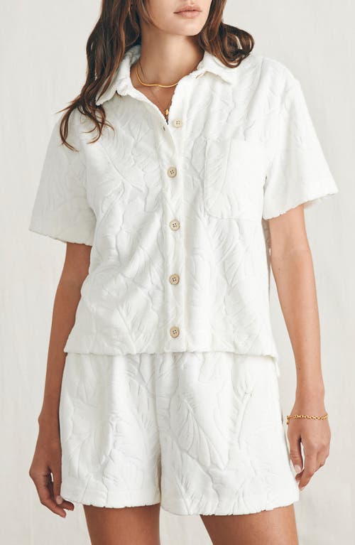 Faherty Cabana Leaf Jacquard French Terry Button-Up Shirt Tropic Fern at Nordstrom,