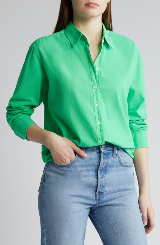 Xirena Beau Cotton Button-up Shirt In Green Glow
