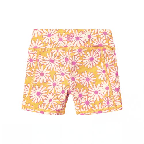 Uv Skinz Reversible Active Swim Shorts In Sunshine Daisies/marigold