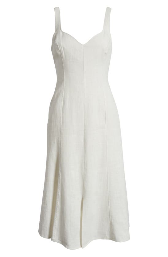 Shop Du Paradis Sleeveless Linen Midi Dress In White Linen
