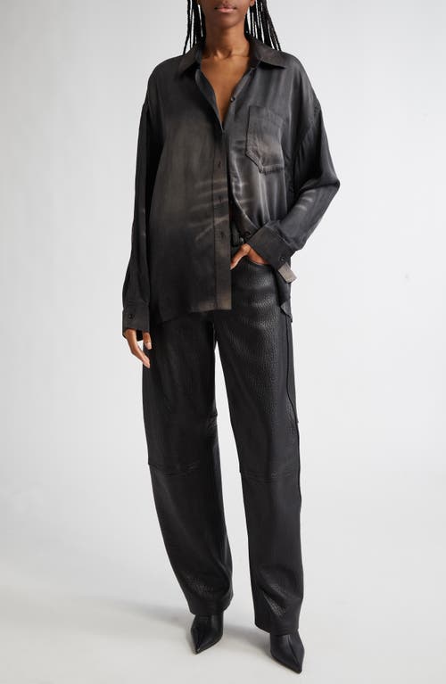 Alexander Wang Oversize Button-up Shirt In Creased Charcoal