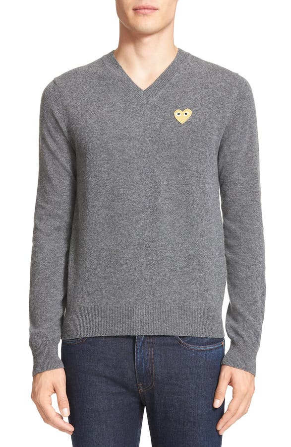 Comme Des Garçons Play Wool Pullover In Grey