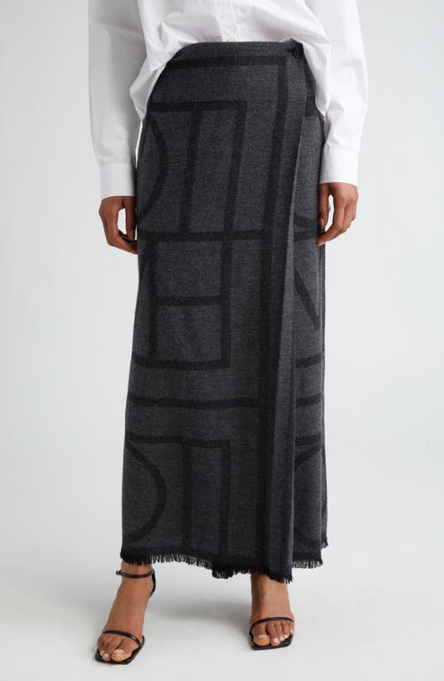 TOTEME Monogram Wool Maxi Skirt Dark Grey Melange at Nordstrom, Us