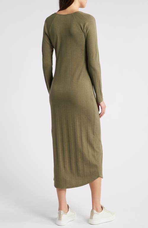 Shop Treasure & Bond Square Neck Long Sleeve Maxi Dress In Olive Kalamata