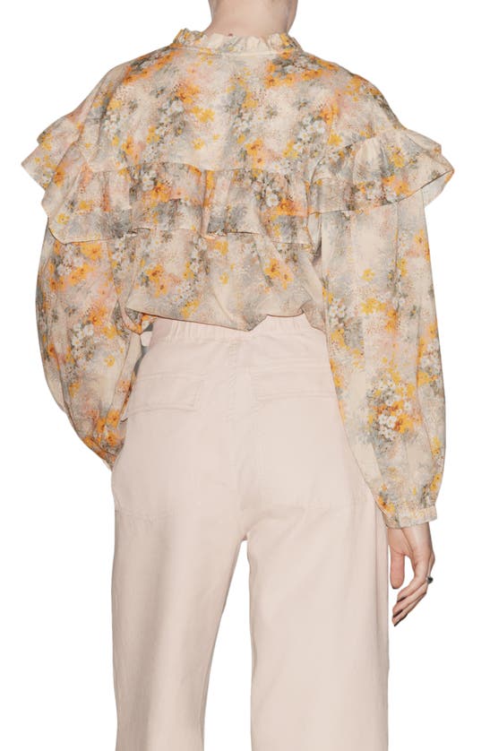 Shop & Other Stories Floral Print Ruffle Shirt In Yellow Bright