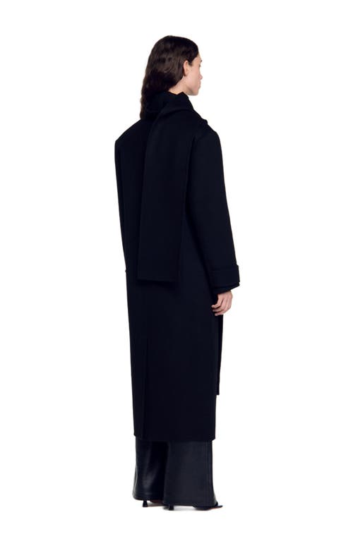 Shop Sandro Oversized Wool Coat In Black