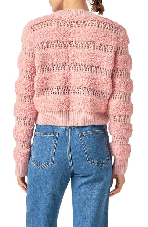 English Factory Stripe Mixed Stitch Sweater In Pink