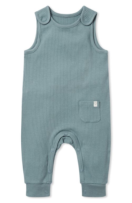 MORI Ribbed Fitted Overall Romper in Ribbed Sky at Nordstrom
