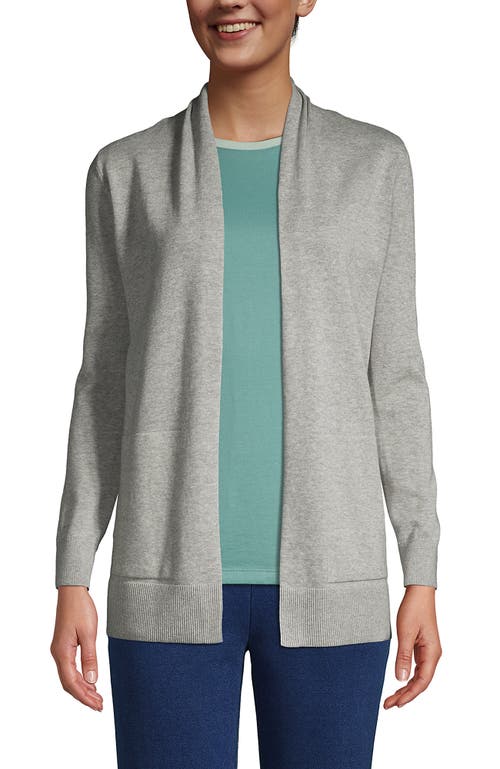 Lands' End Long Sleeve Open Long Cardigan Sweater In Gray Heather