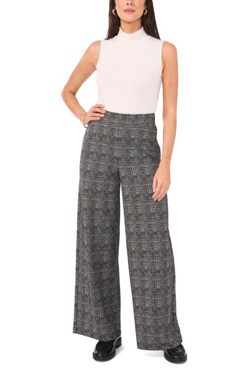 Shop Vince Camuto Plaid Wide Leg Pull-on Pants In Rich Black