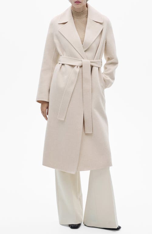 Mango Wool Blend Wrap Coat In Ecru