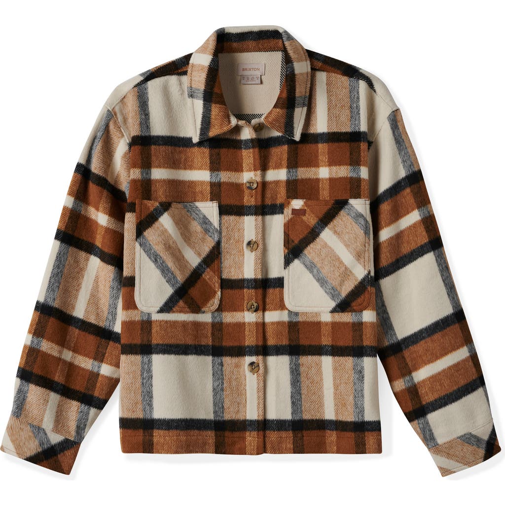 Brixton Bowery Plaid Flannel Button-up Shirt In Dark Denim