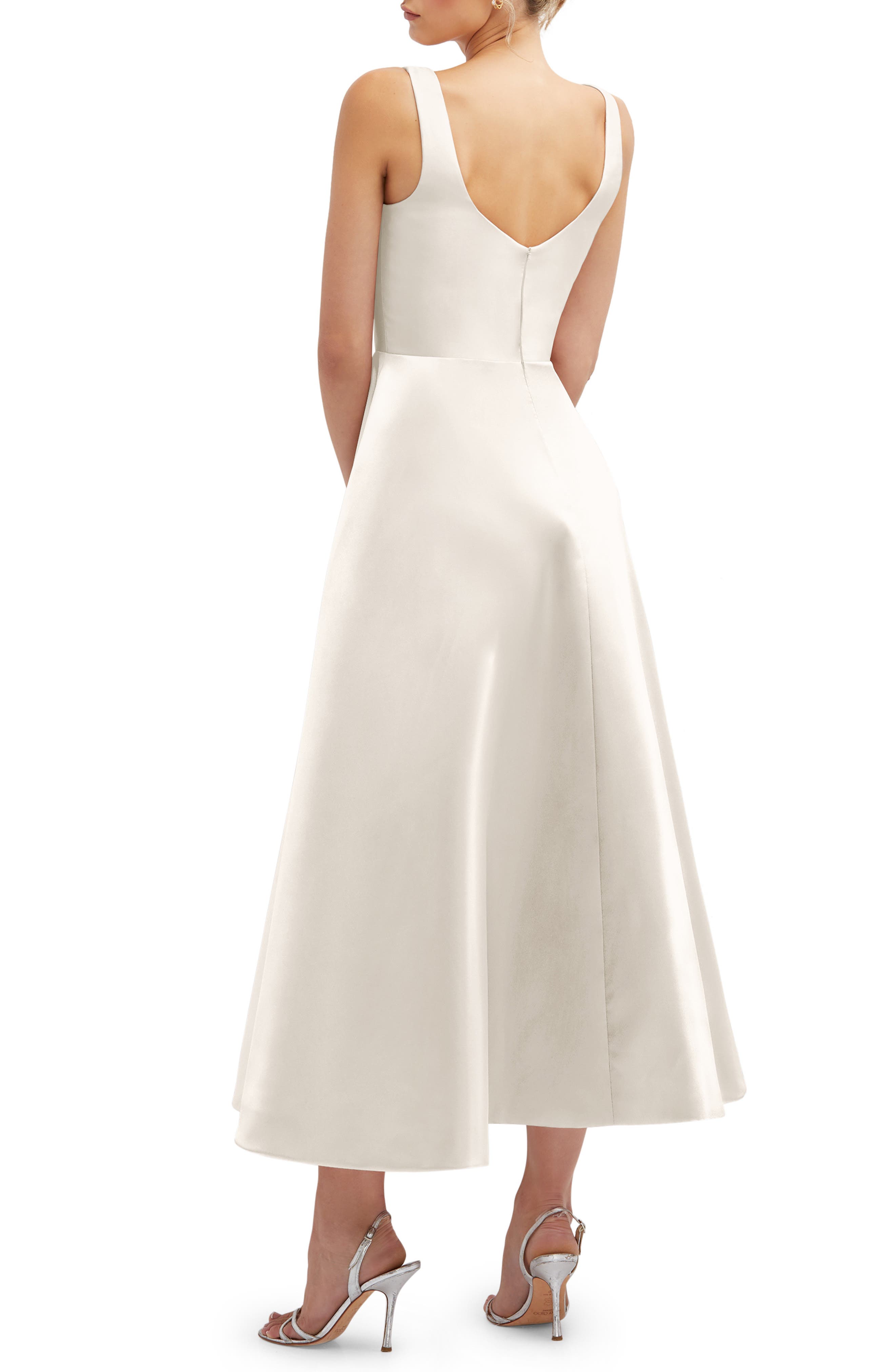 Dessy Collection Square Neck Sateen Midi Gown in Ivory Smart Closet