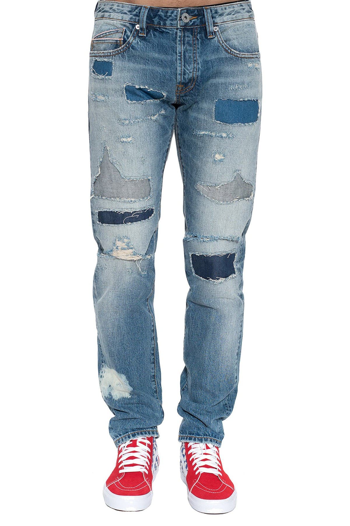 slim straight distressed jeans