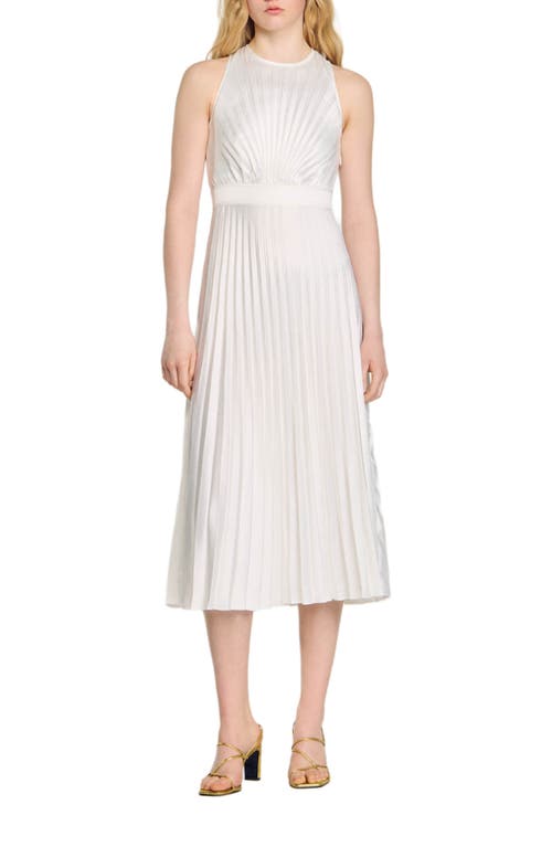 Shop Sandro Pleated Maxi Dress In Ecru