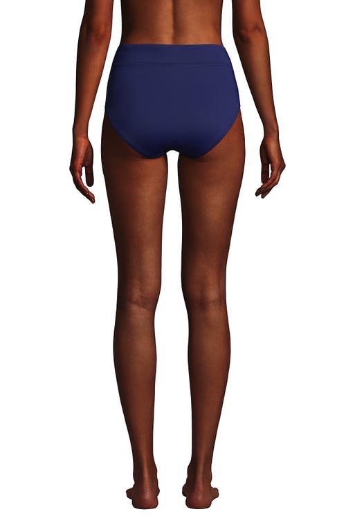 Lands' End Long Torso Tummy Control High Waisted Bikini Swim Bottoms In Deep Sea Navy