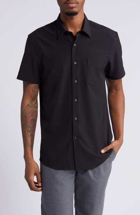 Trim Fit Short Sleeve Button-Up Shirt (Regular & Big)