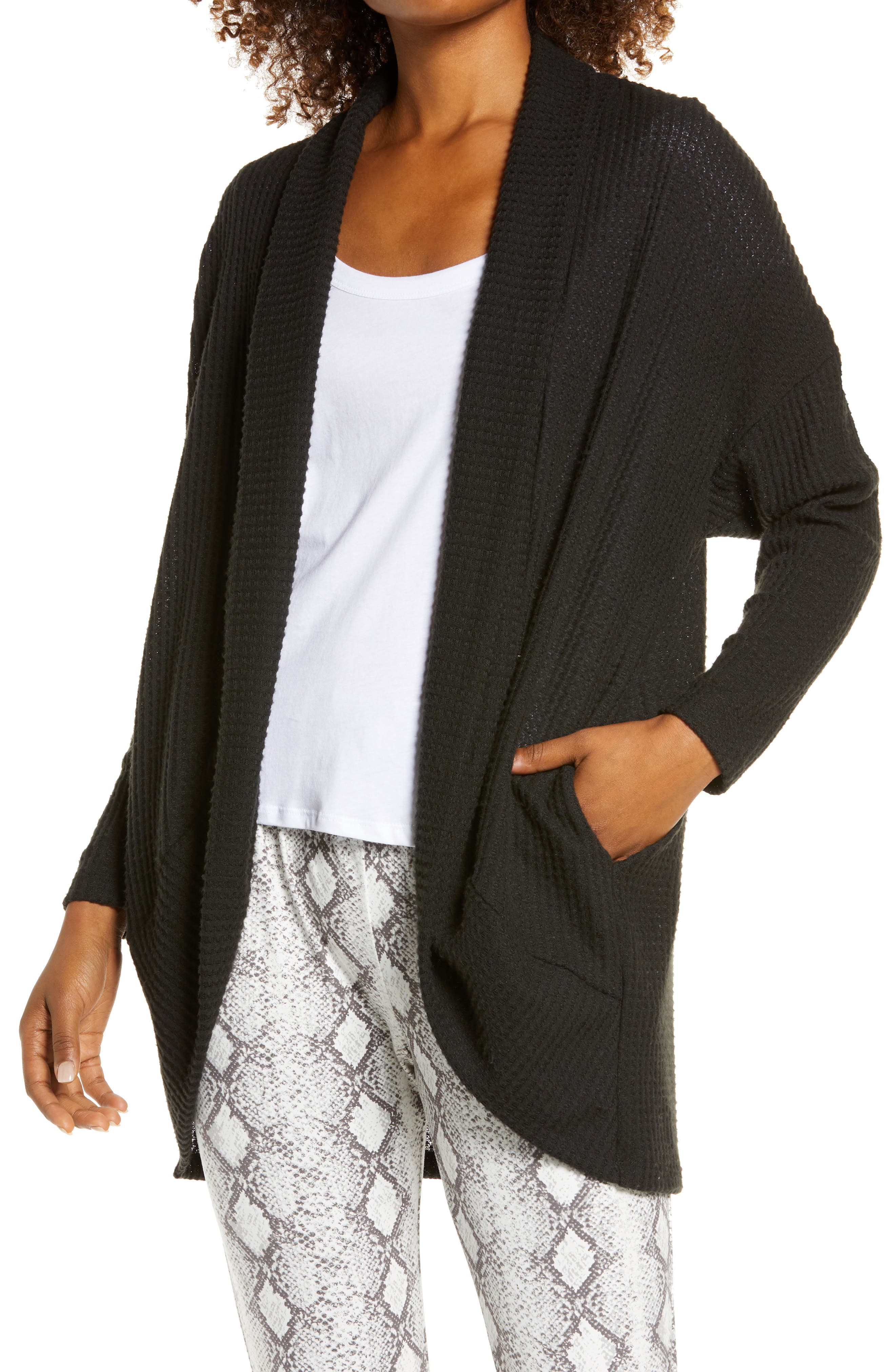 waffle knit cocoon cardigan