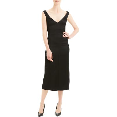 Theory Midi Crepe Sheath Dress, Black