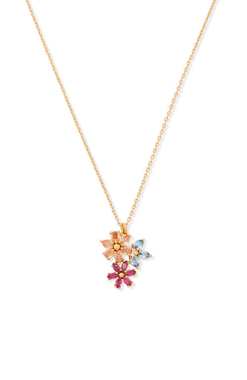 kate spade new york first bloom floral cluster pendant necklace in Multi