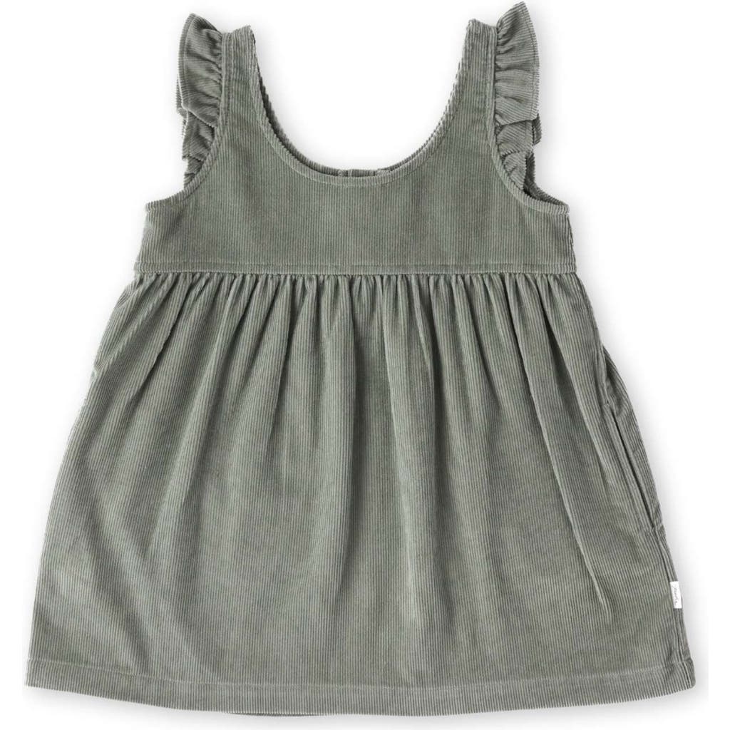 Pehr Organic Cotton Corduroy Pinafore Dress In Sage