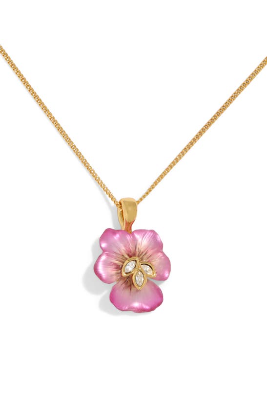 Alexis Bittar Pansy Lucite® Flower Pendant Necklace In Pink/gold