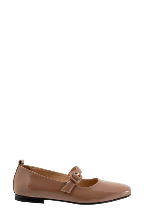Bueno Eliana Mary Jane Flat In Taupe Patent