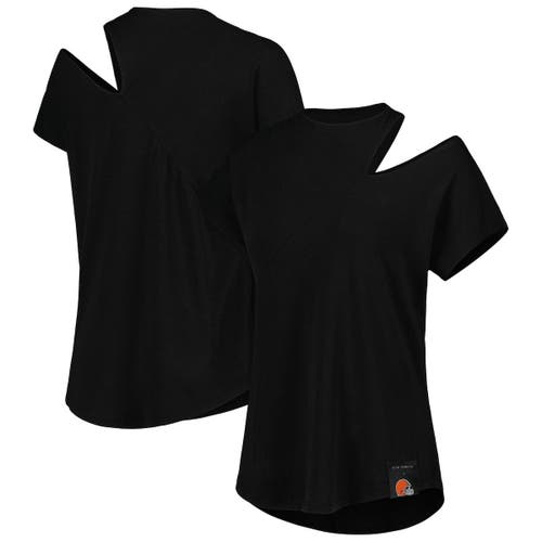 Women's KIYA TOMLIN Black Cleveland Browns Cut Out Tri-Blend Shirt