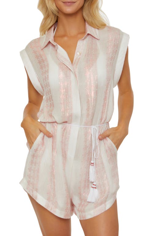 Villa Metallic Cover-Up Romper in Primrose Pink