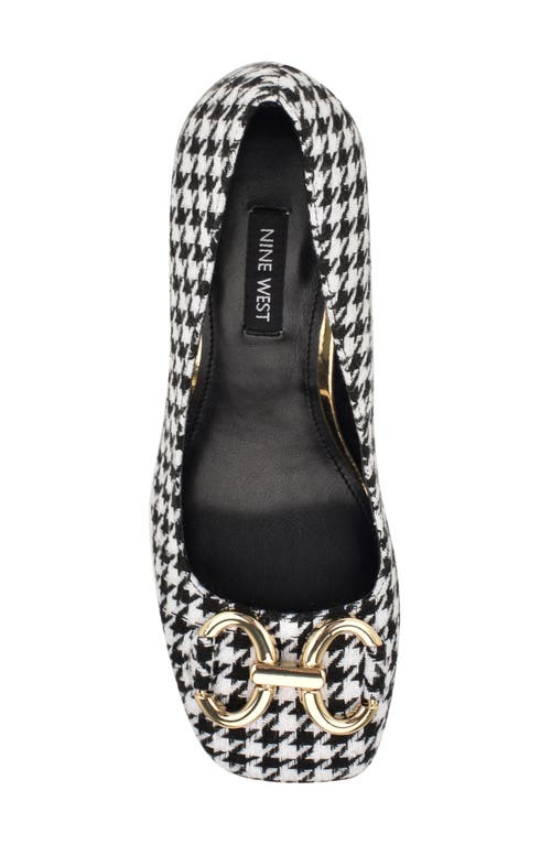 Shop Nine West Caven Square Toe Pump In Black/white