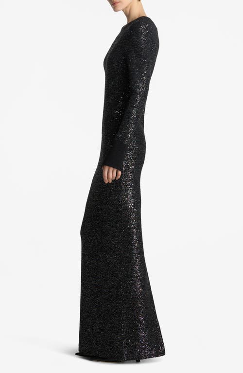 Shop St John St. John Collection Iridescent Sequin Long Sleeve Knit Gown In Black Multi