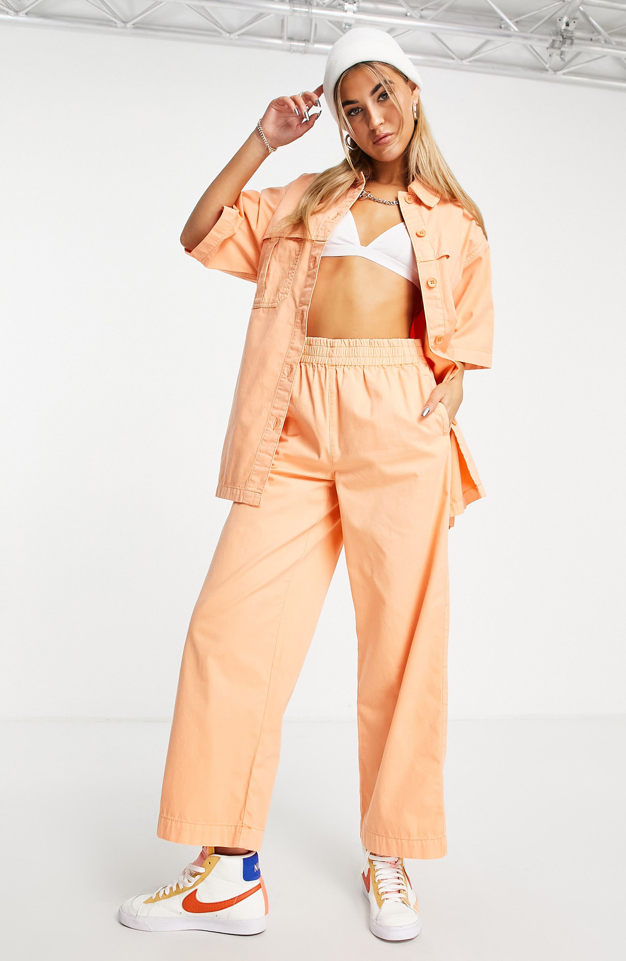 Topshop Straight Leg Cotton Pants 