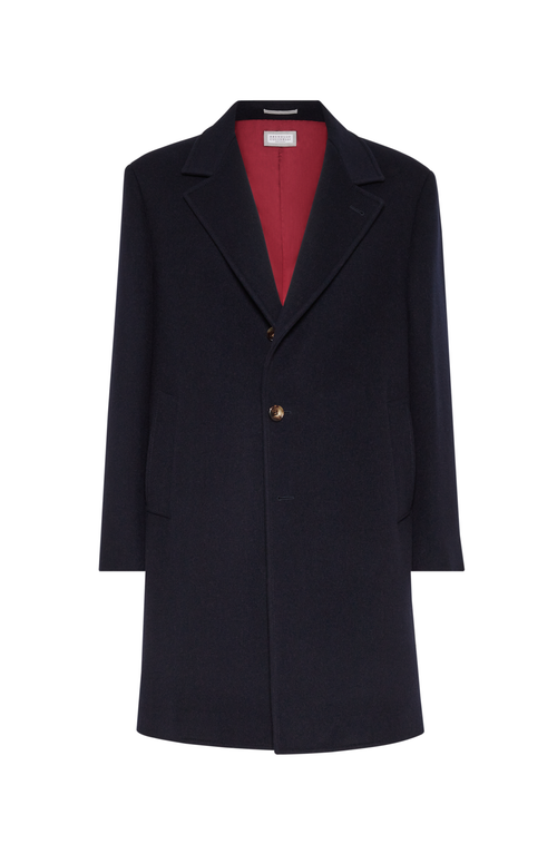 Shop Brunello Cucinelli Double Beaver Coat In Navy Blue