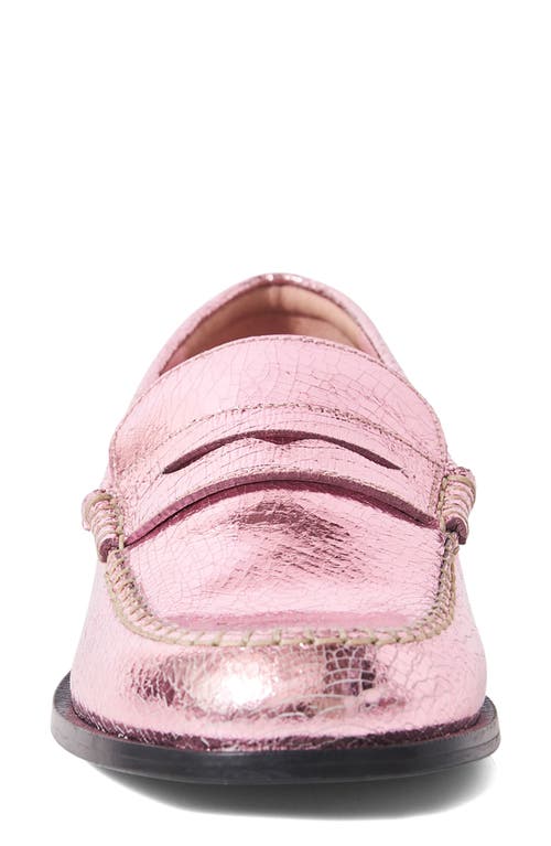 Free People Contrast Stitch Penny Loafer In Pink