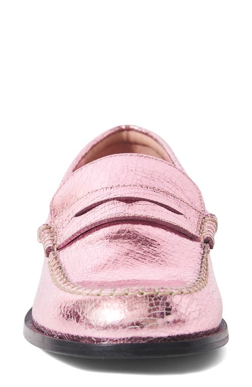 Shop Free People Contrast Stitch Penny Loafer In Pink