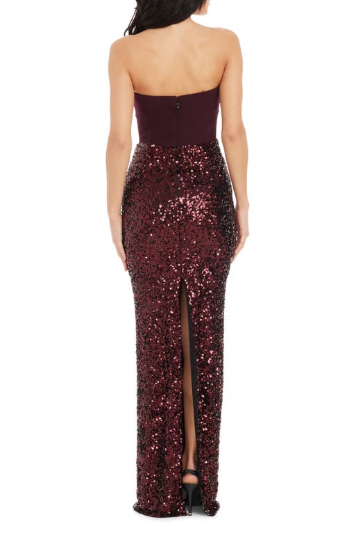 DRESS THE POPULATION DRESS THE POPULATION VADA MIXED MEDIA STRAPLESS GOWN