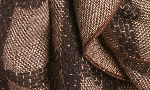 Clifton Wilson Windowpane Check Wool Scarf In Brown