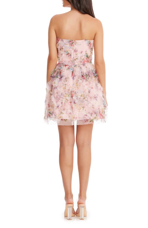 Shop Dress The Population Sasha Floral Strapless Fit & Flare Minidress In Blush Multi