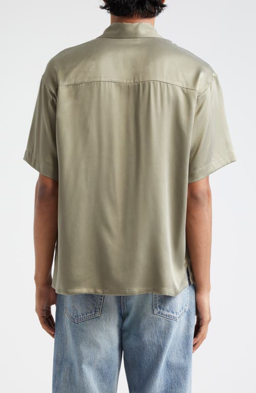 Shop John Elliott Oversize Short Sleeve Silk Button-up Shirt In Sage