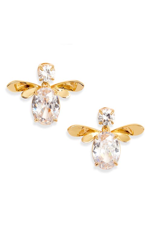 Shop Lele Sadoughi Honeybee Crystal Drop Earrings In Crystal/yellow Gold