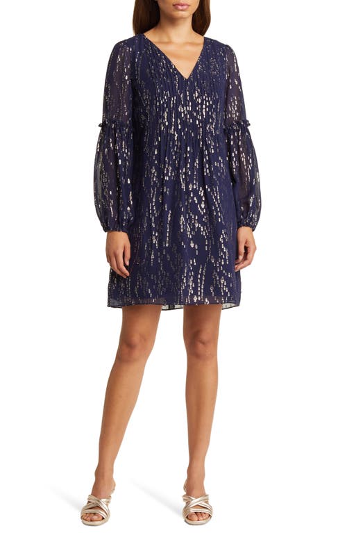 Lilly Pulitzer Cleme Long Sleeve Silk Blend Dress True Navy at Nordstrom,