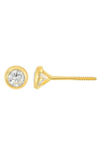 Candela Jewelry 14k Gold Bezel Set Set Stud Earrings In Clear/gold