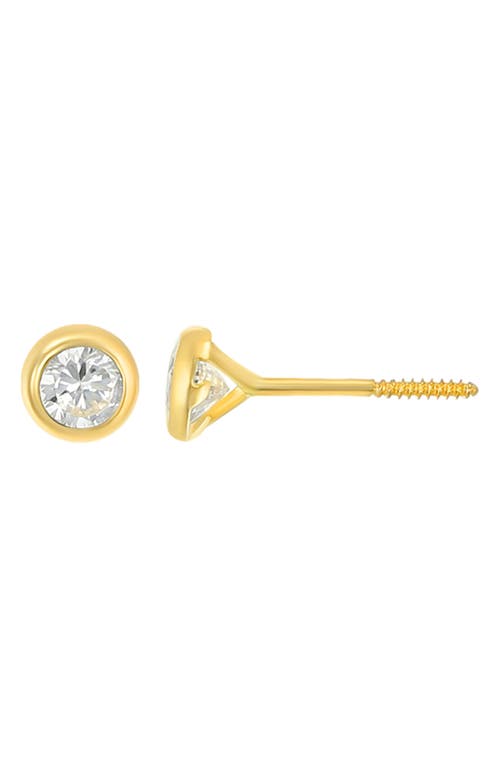 Candela Jewelry 14k Gold Bezel Set Set Stud Earrings In Clear/gold