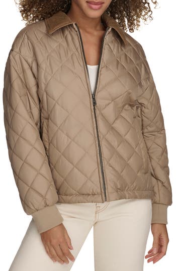 Levi's® Diamond Quilted Water Resistant Corduroy Collar Jacket In Taupe