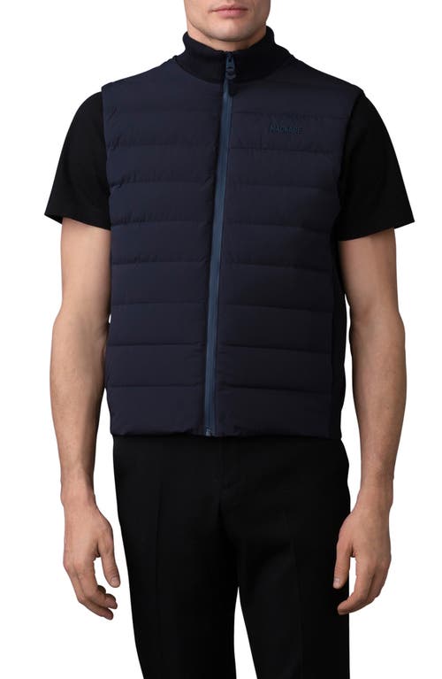 Mackage Jacob Mixed Media Down Vest Navy at Nordstrom,