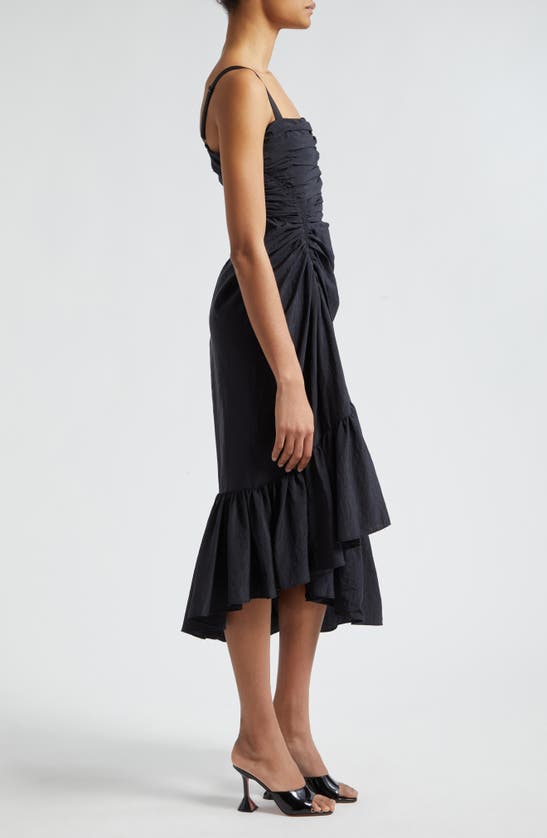 Shop Cinq À Sept Zinnia Ruched Ruffle Dress In Black
