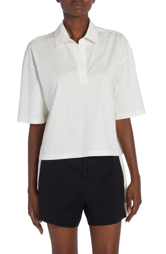 Moncler Johnny Collar Cotton Popover Shirt In Silk White