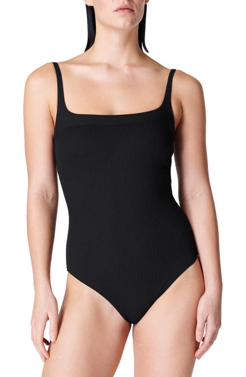 Capri Square Neck One-Piece Swimsuit in Black