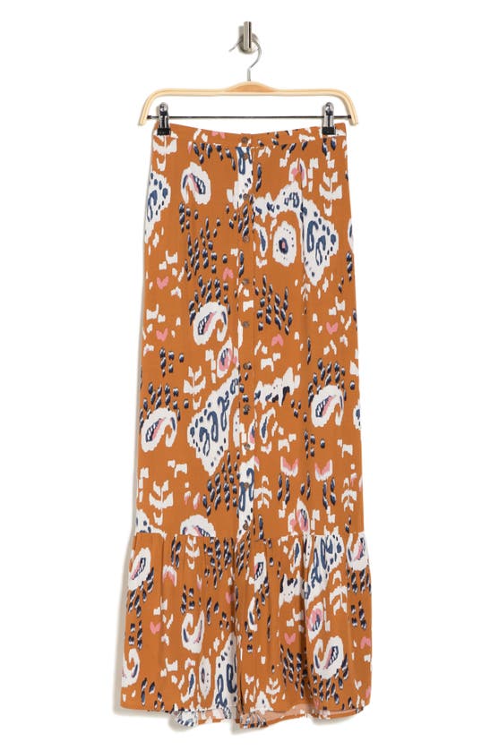 Dr2 By Daniel Rainn Paisley Button Front Maxi Skirt In M926 Caramel