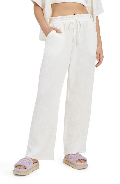 White by Nature Women's 100% Cotton Gauze Beach & Pajama Pants White Size  XL NWT